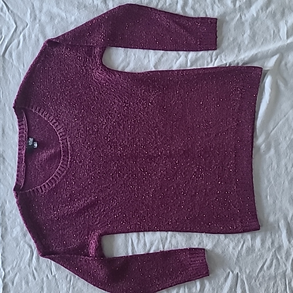 Burgandy sequins sparkly sweater medium Holiday Christmas a.n.a.
